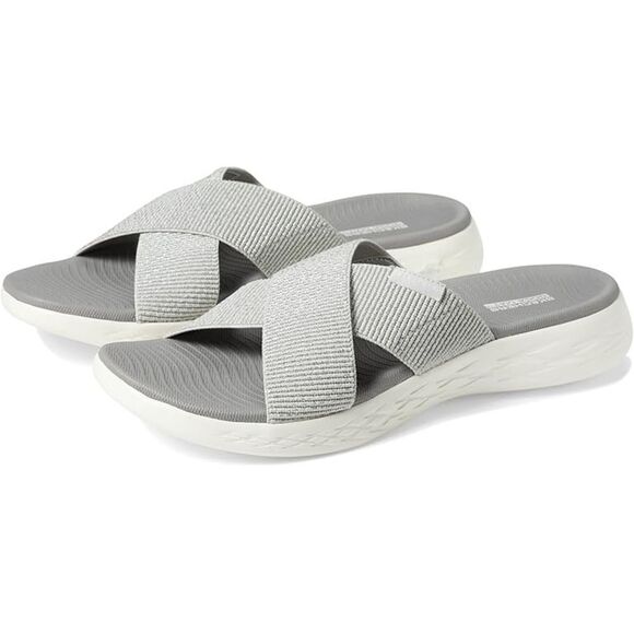 Skechers comfort sandals On the Go 600 white Slip-On goga mat flip flops 8 - Picture 1 of 5